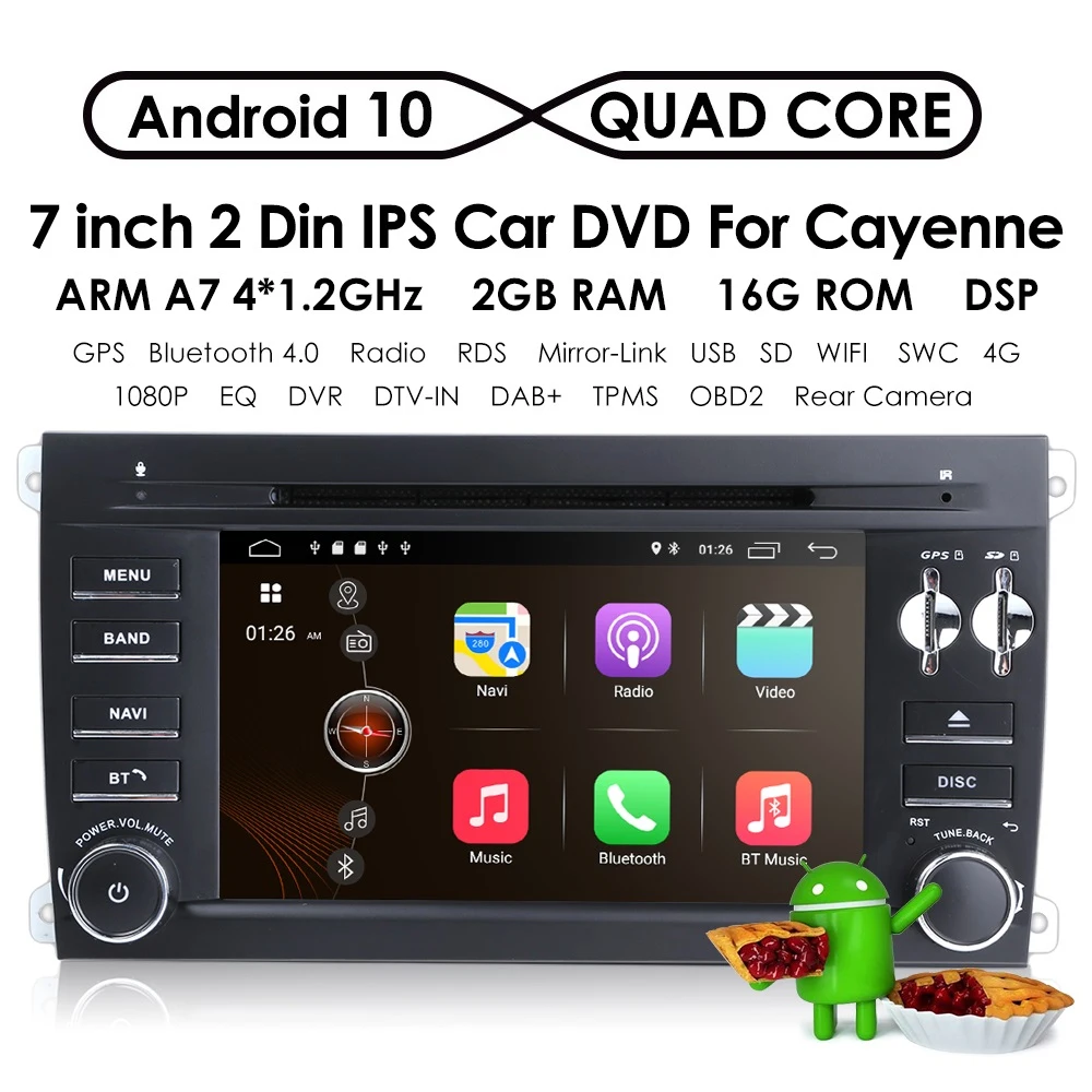 

Автомагнитола на Android 10,0, DVD, мультимедийный плеер с GPS для Porsche Cayenne 2003, 2004, 2005, 2006, 2007, 2008, 2009, 2010, DVR, TPMS, RDS, OBD2
