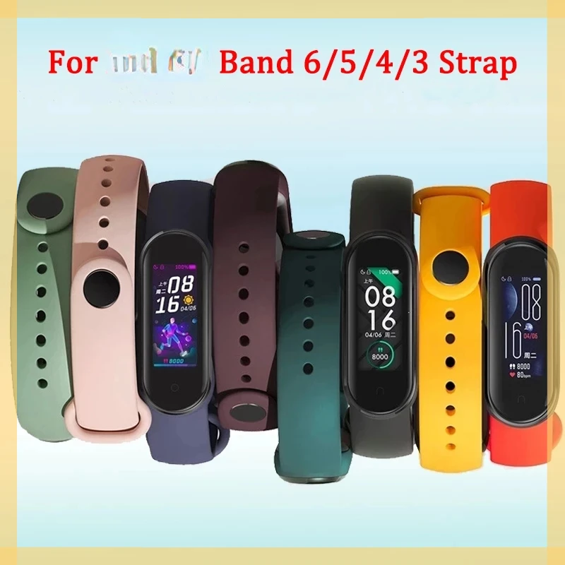 

Ремешок силиконовый для Xiaomi Mi Band 6 5 4 3, ТПУ Браслет для Mi Band 4 band5, аксессуары для смарт-часов Mi Band 5 6