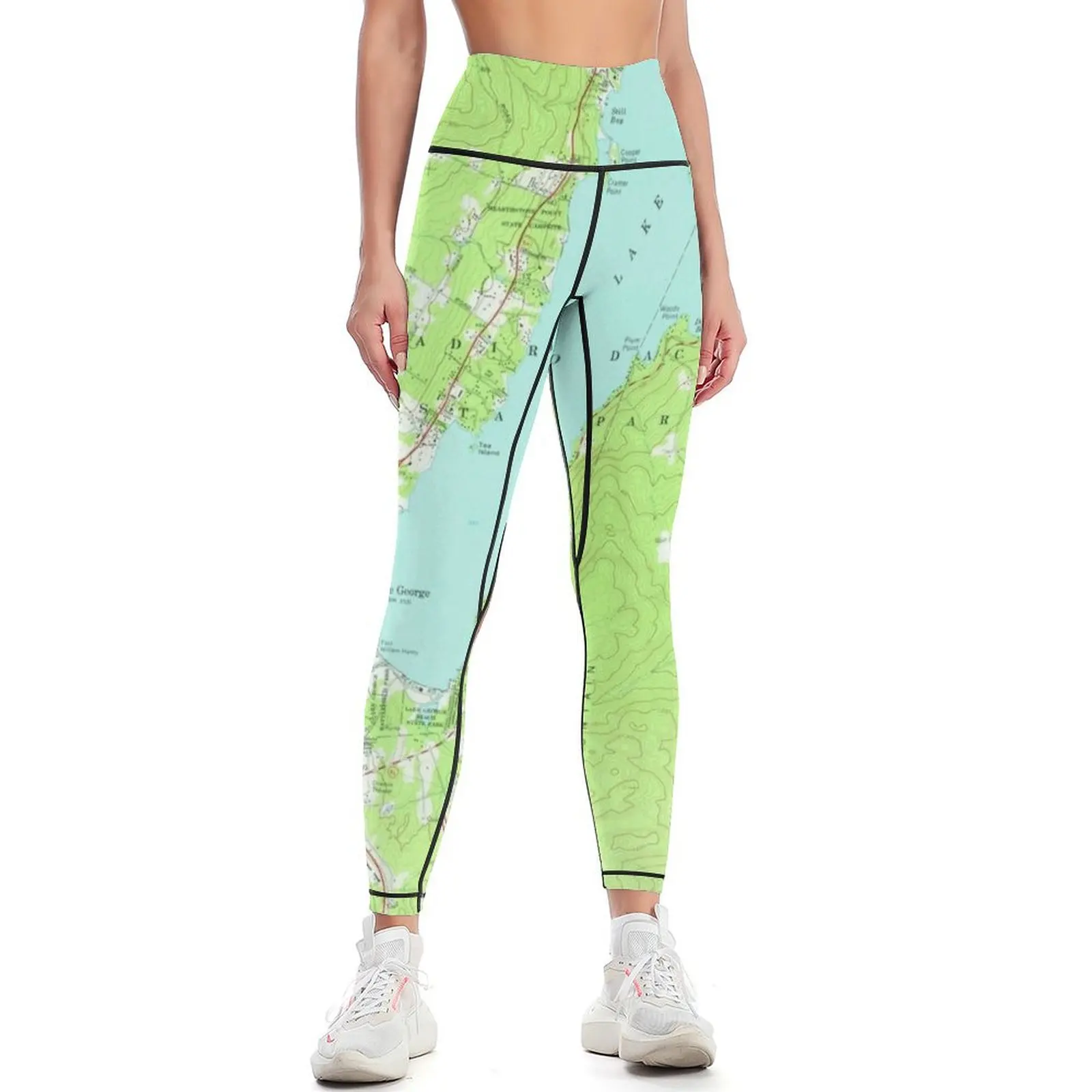 Женские леггинсы с эффектом пуш-ап винтажные Леггинсы принтом карты озера Джордж