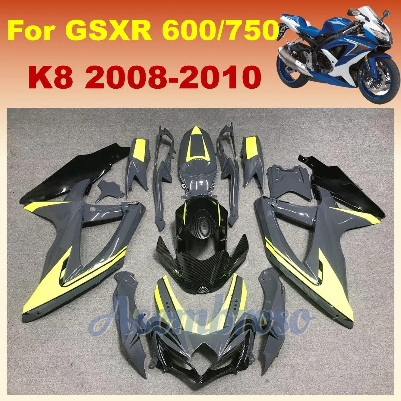 Новый окрашенный комплект обтекателей из углеродного волокна ABS для GSXR 600 750 2008 2009
