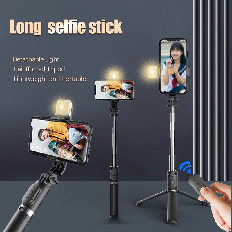 COOL DIER Q02S New Wireless bluetooth selfie stick tripod Foldable monopod With Fill Light bluetooth shutter For Smartphone