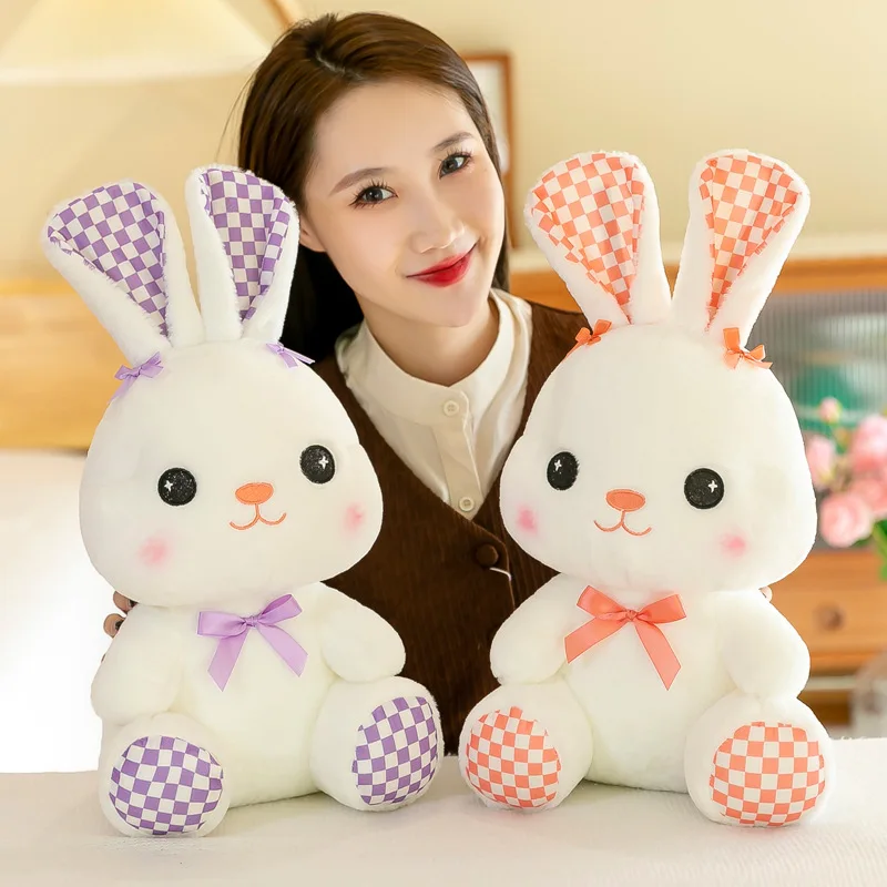 

25/35/45/60cm Cute / Soft / Fresh / Bunny Plush Toy / Rabbit Doll with Plaid Decoration / Children's Birthday Gift