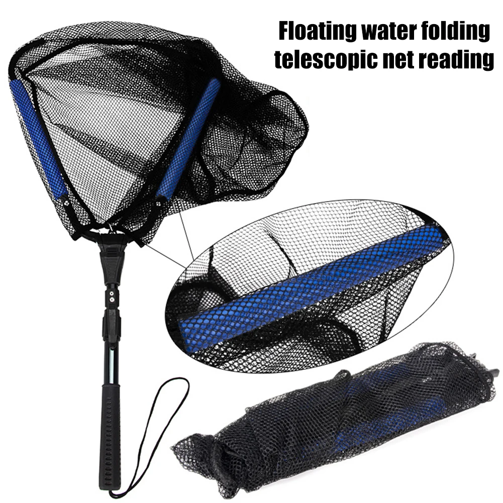 

Triangle Floating Fishing Net Aluminum Pole Handle Retractable Folding Fishing Landing Net Lightweight for Freshwater Saltwater
