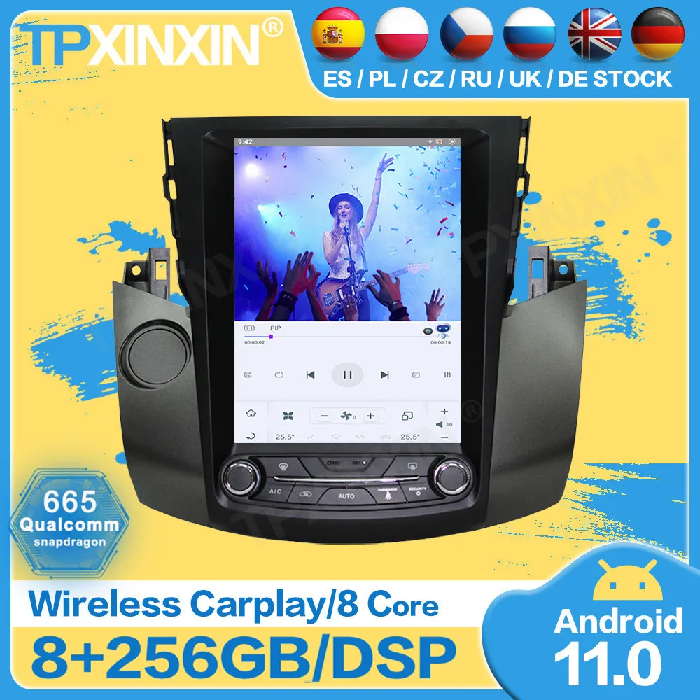 Процессор Qualcomm Tesla запись Android 11 для Toyota RAV4 2003 2004 2005 2006 2007 2008 2009 GPS навигатор