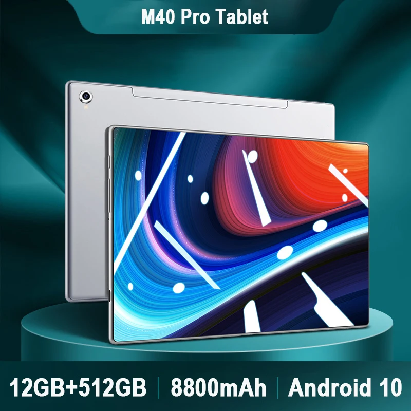 

Original M40 Pro Tablet 10 inch 12GB RAM 512GB ROM 10 Core Tablettes Android 10 8800mAh Dual SIM GPS Bluetooth Wifi Tablet PC
