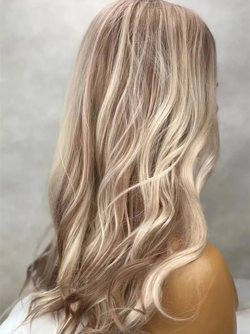 Ombre Пепельно-русый Коричневый Свободные волны Термобезопасный парик из