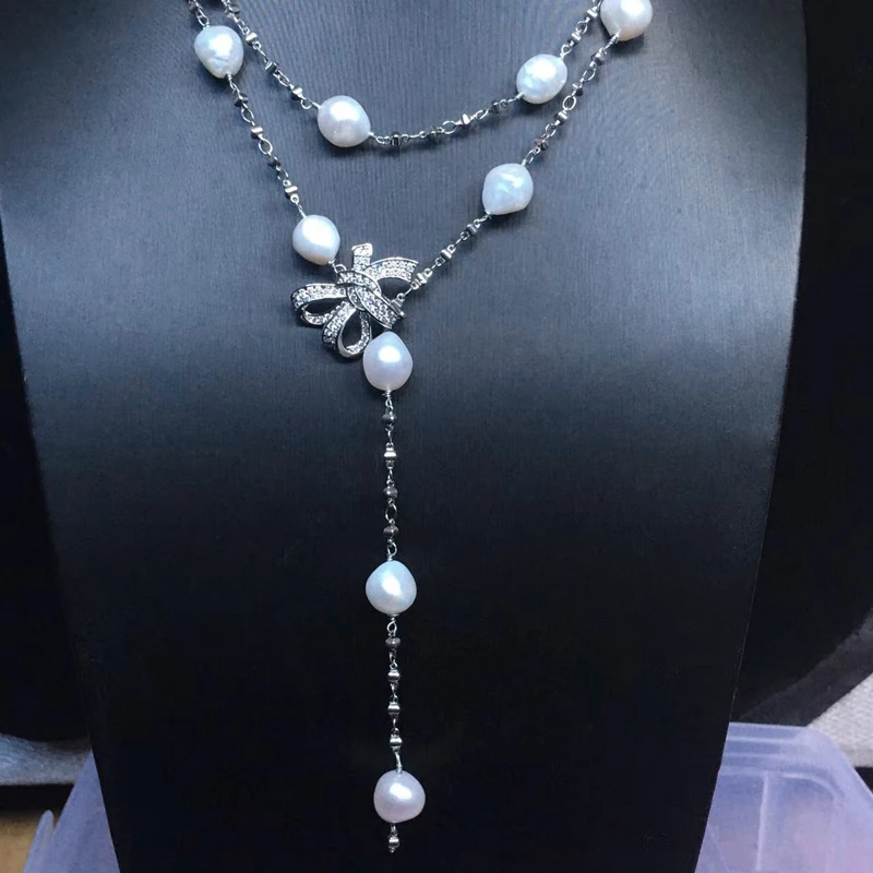 Натуральное пресноводное жемчужное ожерелье в стиле барокко ожерелье-цепочка