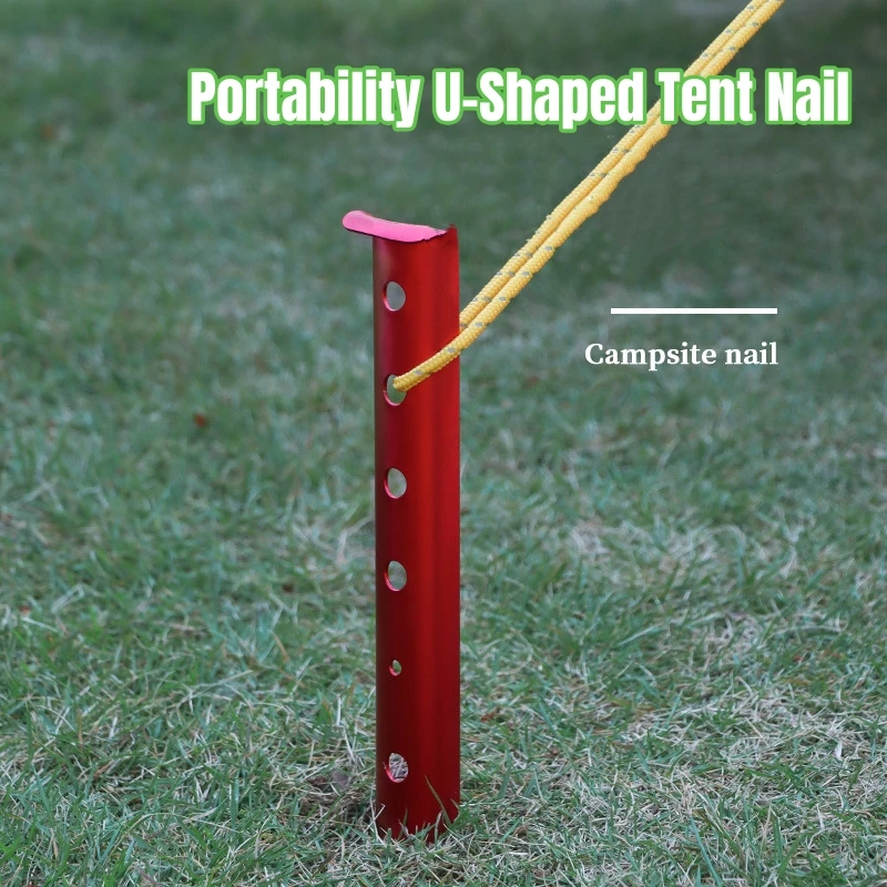 

1/4Pcs Tent Stake 31cm Aluminum U-Shaped Tent Nail Tents Stakes Snow Peg Sand Peg Outdoor Camping Hiking Beach Tent Accessories
