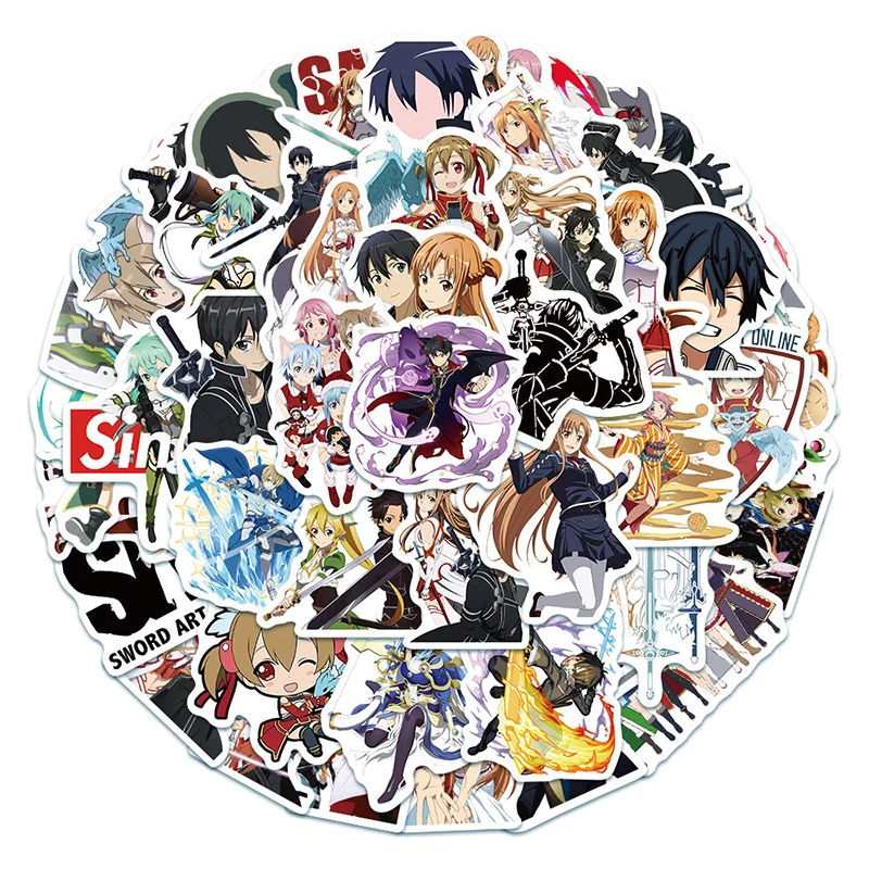 

50PCS Anime Sword Art Online Stickers Luggage Phone Helmet iPad Guitar Notepad Waterproof Personality Kids Stationery Sticker
