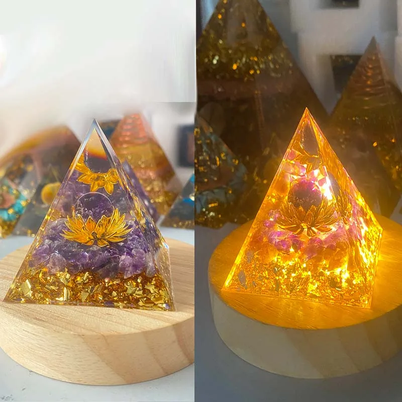 

6 см светящаяся огановая Пирамида энергия натуральный защитный камень кристалл энергия башня Исцеление дух благословение украшение дома о...
