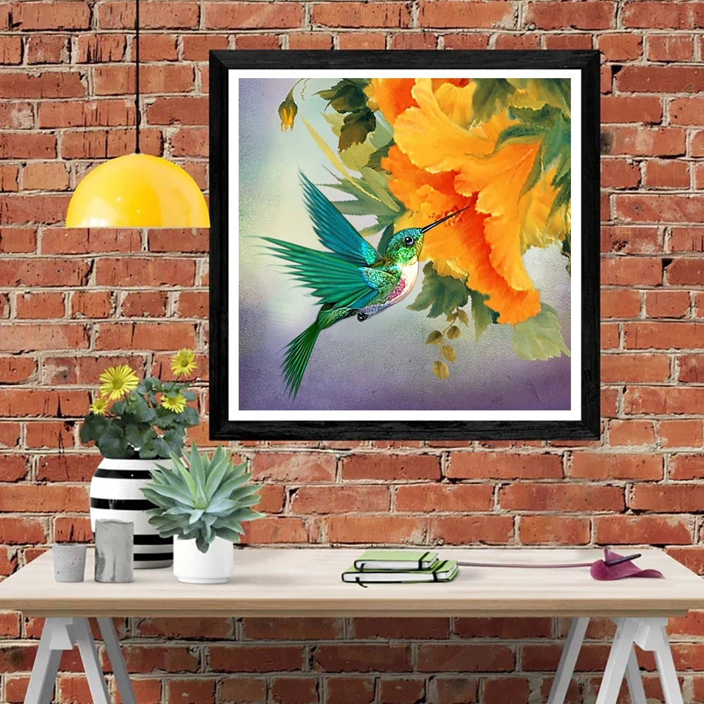 

A hummingbird 5D DIY Diamond Painting Landscape Cross Diamond Embroidery Painting Full Round Diamond Mosaic Home Decor Gift