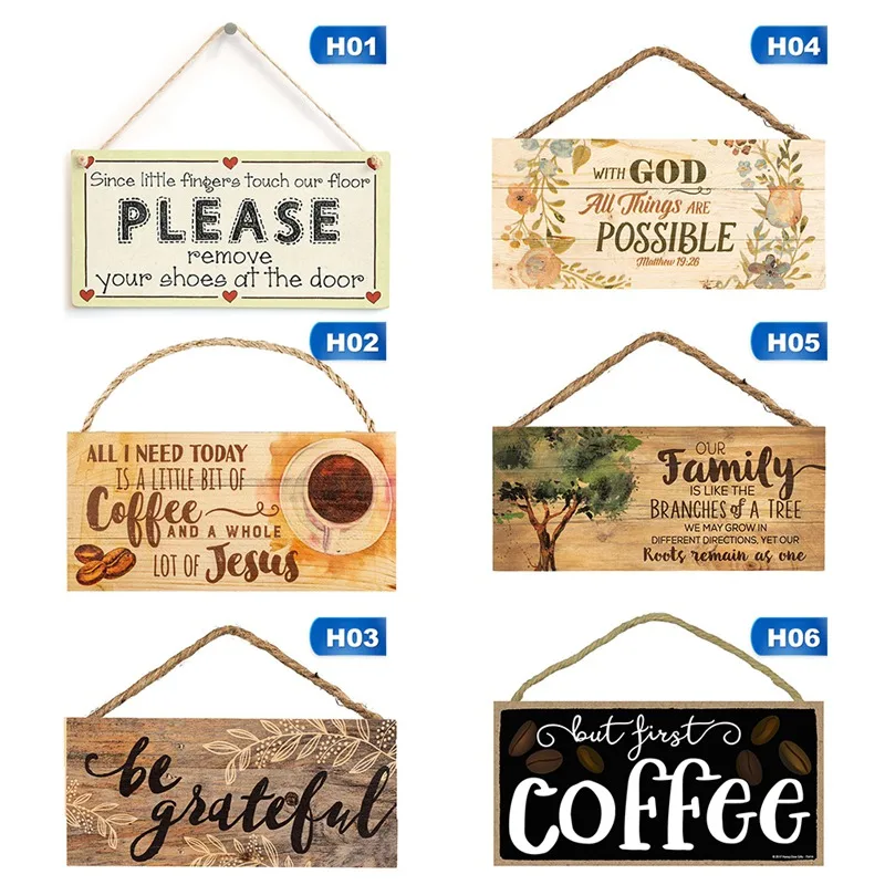 

1PC New Home Garden Yard Wood Plaques Decor Wooden Letter Printed Hanging Sign Garden Plaques For Window Door Wall Decor
