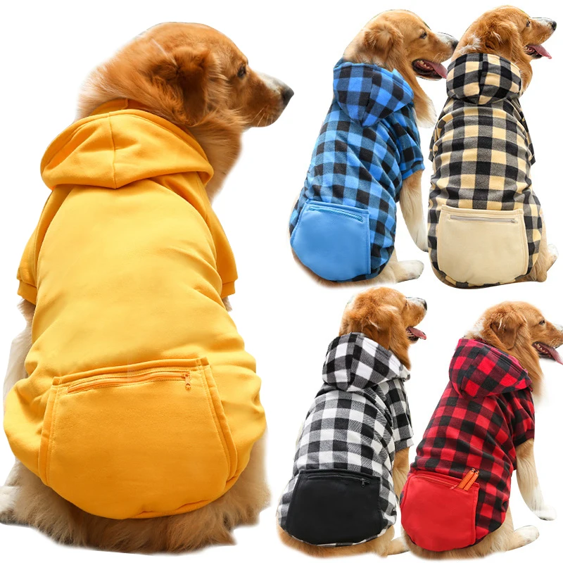 

Luxury Dog Hoodie Sweatshirt Fall Winter Big Dog Clothes with Zipper Pockets Fashion Dog Shirts Small Dog Yorkshire Cat Pet Coat