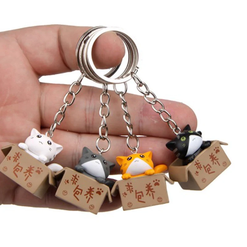 

Creative Kawaii Little Cat Box Keychain Cute Animal Keychain Pendant Toy Handmade Keychain Gift For Children Kids Bag Pendants