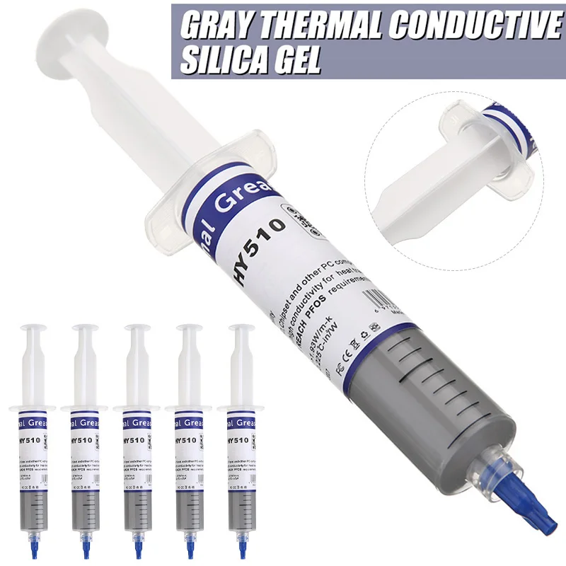 

5pcs HY510 Grey Thermal Conductive Grease Paste CPU Graphics Card Heat Dissipating Pastes For Household Appliances
