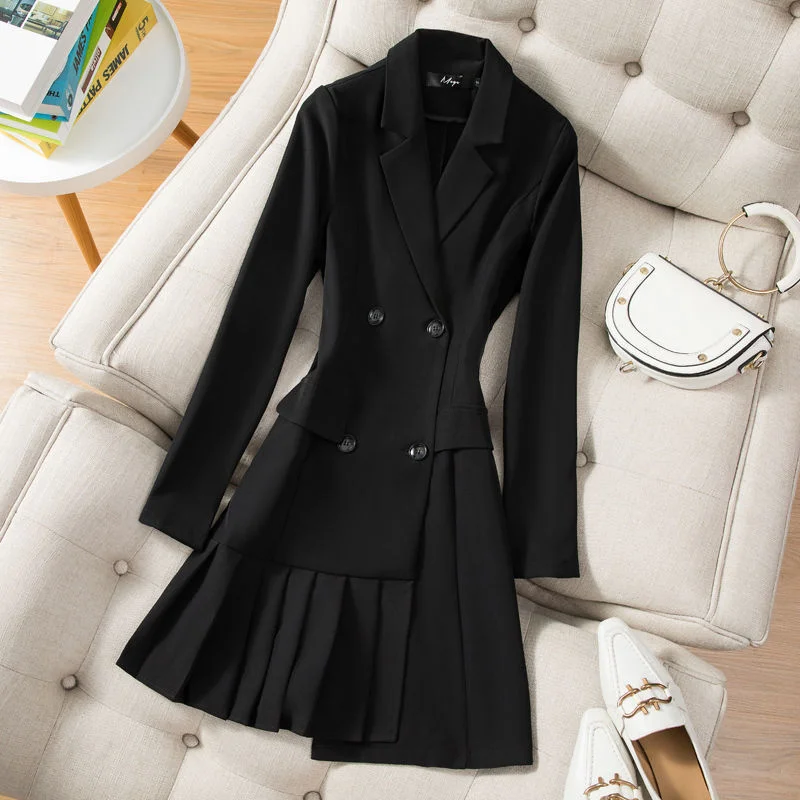 

Summer Dresses For Women Casual OL 2022 Vintage Blazer Dress Elegant Clothes Long Sleeve Midi Dress Aesthetic Harajuku Robe Goth