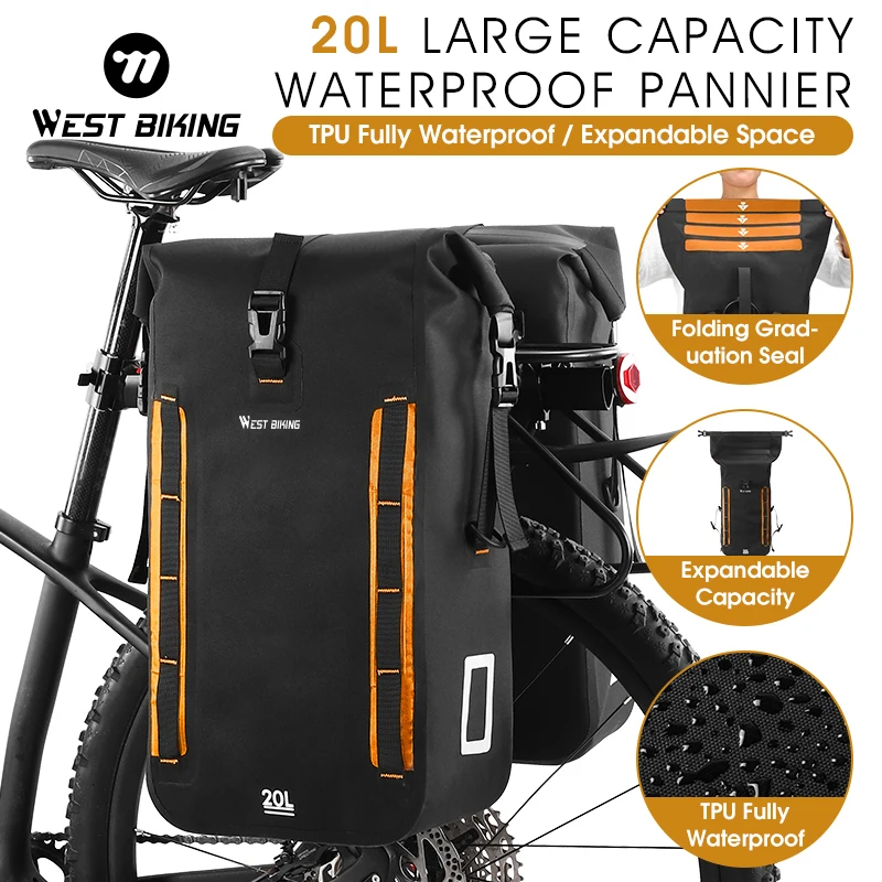 WEST BIKING Расширяемая полностью водонепроницаемая сумка для велосипеда из ТПУ