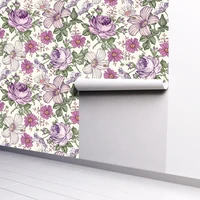 blooming purple flower wallpaper multicolor floral peel and stick wall paper removable self adhesive wall mural wall decor