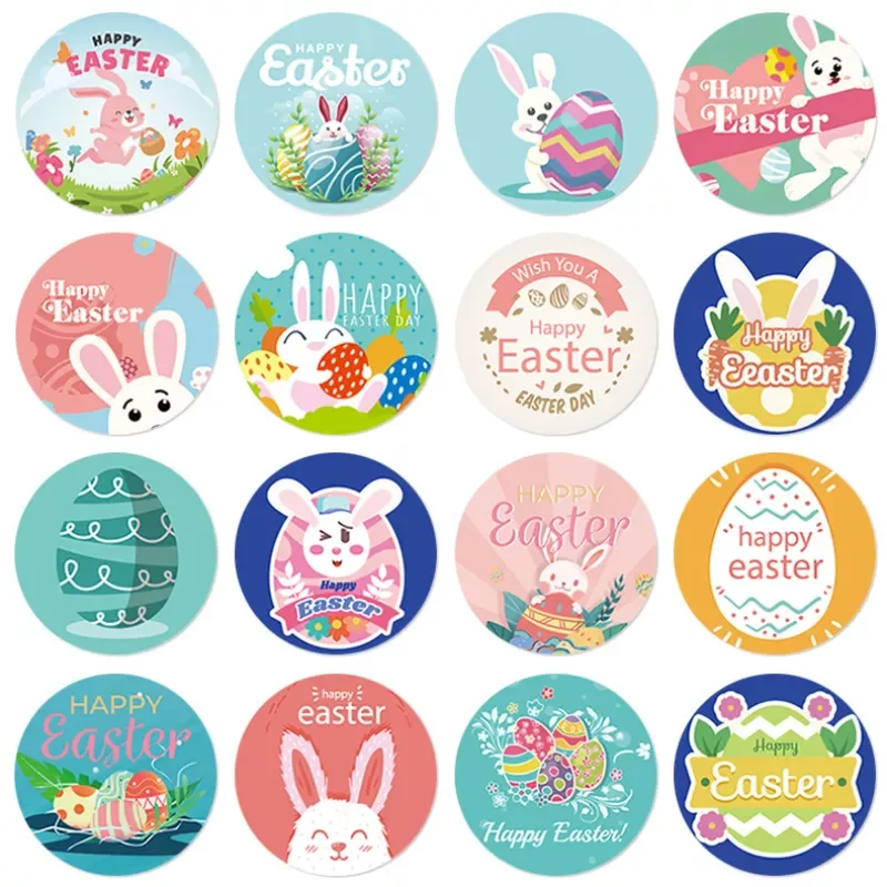 

Happy Easter Kawaii Rabbit Stickers "Thank You" Sticker Self-adhesive Label Packing Sealing Tag Festive Decoration