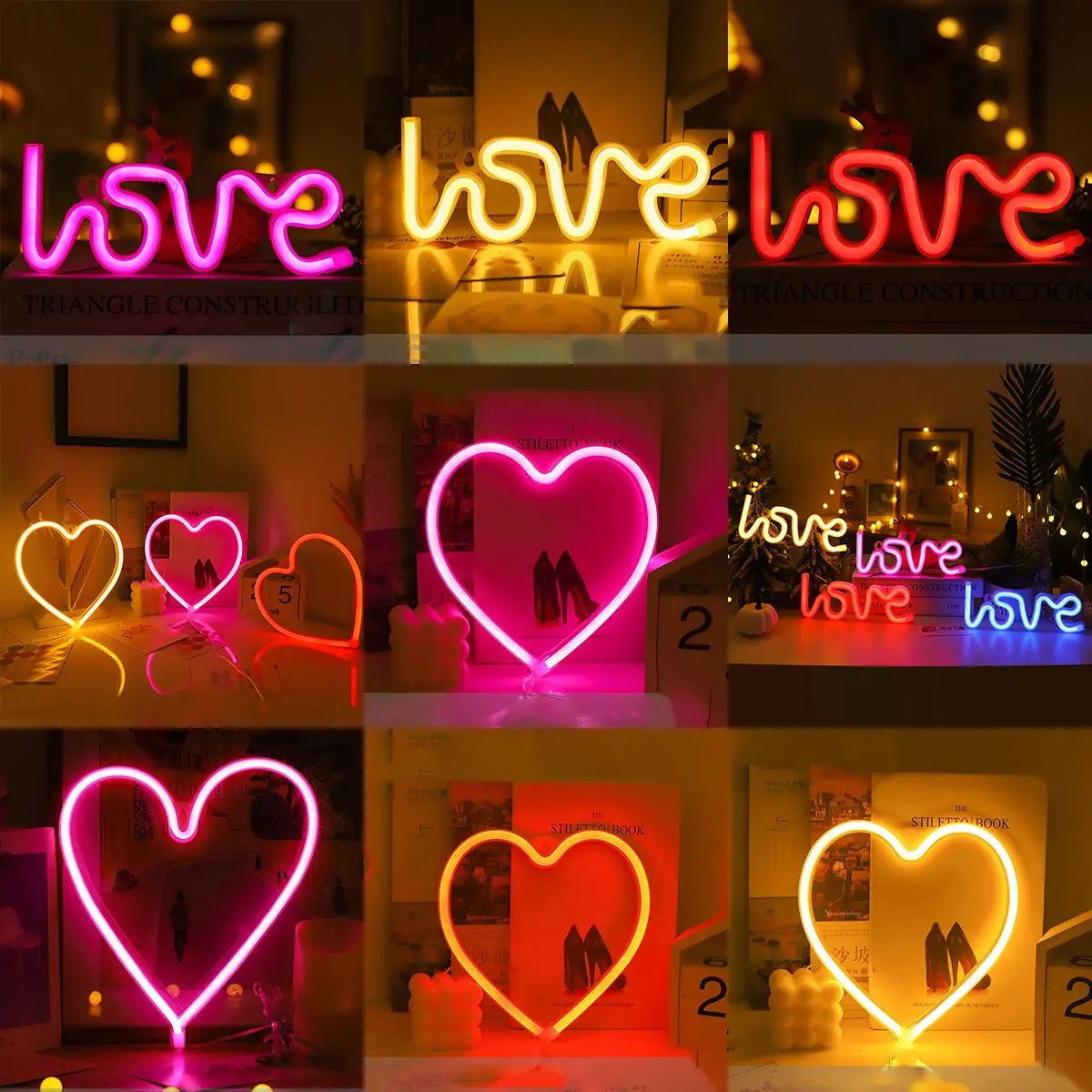 

Battery/USB LED Neon Light Wall Decoration Love Heart Shape Neon Sign Night Light for Valentine's Day Bedroom Wedding Party Gift