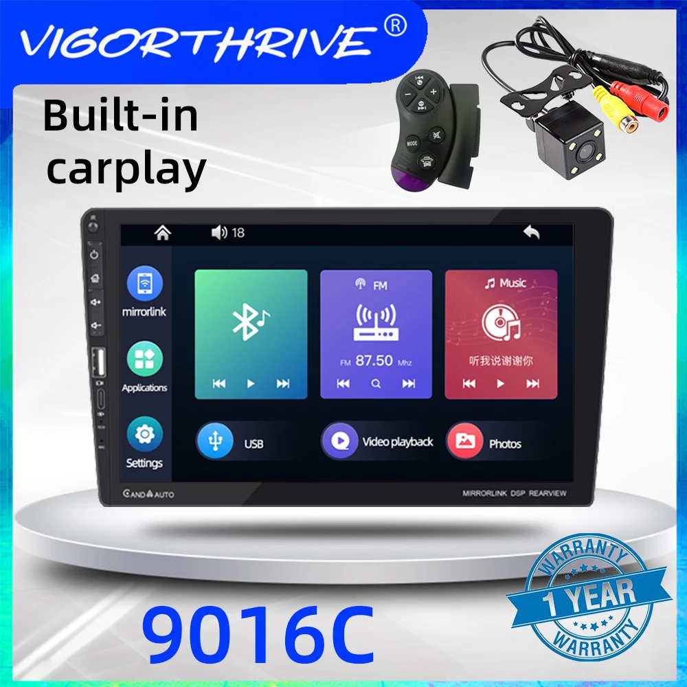 

VIGORTHRIVE Car Multimedia Player WINCE FM 1DIN 9'' Mirror link Bluetooth MP5 Player Touch Capacitive Screen USB / AUX / TF