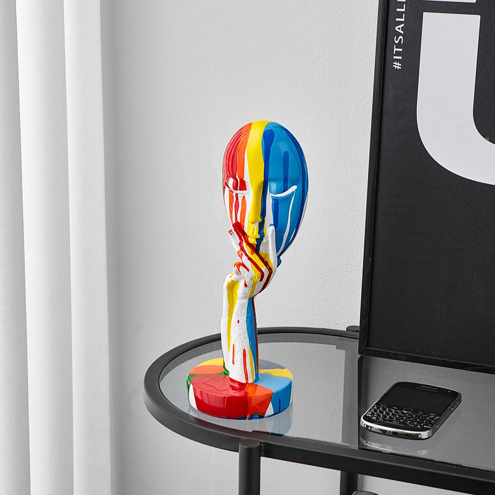 

Colorful Face Sculpture & Figurines for Interior Modern Living Room Ornaments Desk Home Decor Creative Resin Home Decoration
