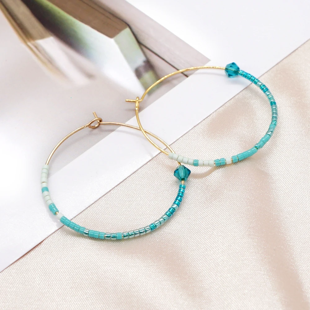Go2Boho Изящные серьги-кольца модные ювелирные изделия Miyuki из бисера серьги для