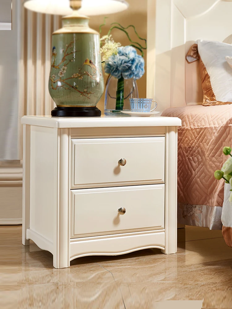 

Solid wood bedside table simple European bedside cabinet double drawer low cabinet wall cabinet storage storage