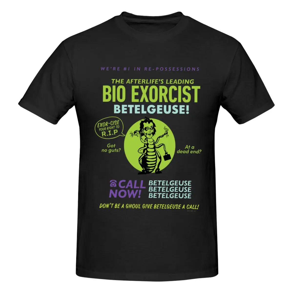 Мужская футболка ужасов B-Beetlejuice Afterlife's Leading Bio Exorcist Ad на Хэллоуин уличная