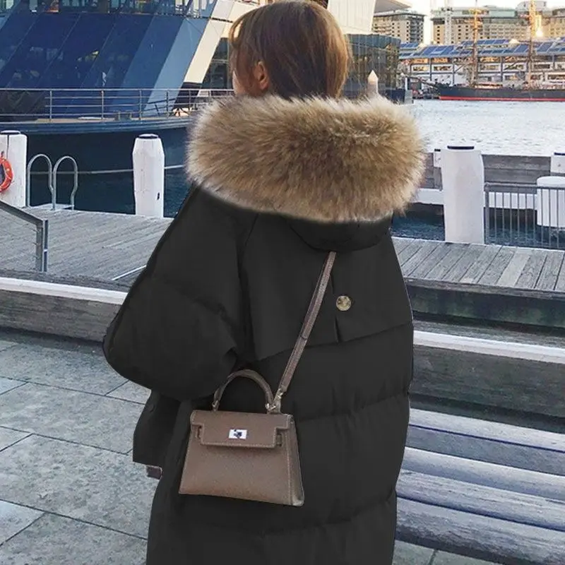 Women's Down Cotton Jacket 2022 New Winter Parkas Woman Jacket Long Coat Big Fur Collar Hooded Padded Cotton Parka Jacket Female