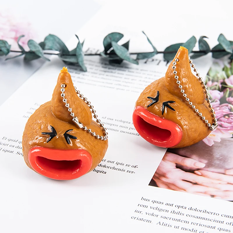 

Funny Poop Keychains Emoticon Toy Pop Out Tongues Novelty Fun Little Tricky Prank Antistress Toy For Kids Children