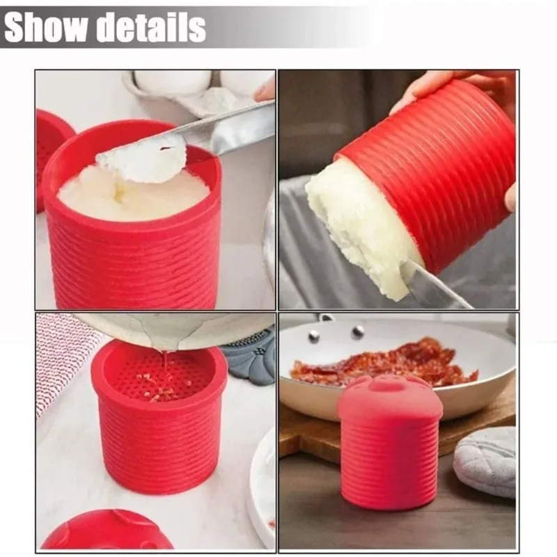 Фото Фильтр-сепаратор для жира Bin Grease Strainer&Collector |   Красный |   Розовые кухонные принадлежности для всей семьи |   Удобный и функциональный контейнер для силиконовой смазки №4