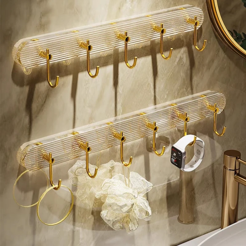Luxury Bathroom Hooks Gold Silver No Drilling Wall Hanging Hook Self-adhesive Towel Key Bag Holders Clothes Punch-free Hanger