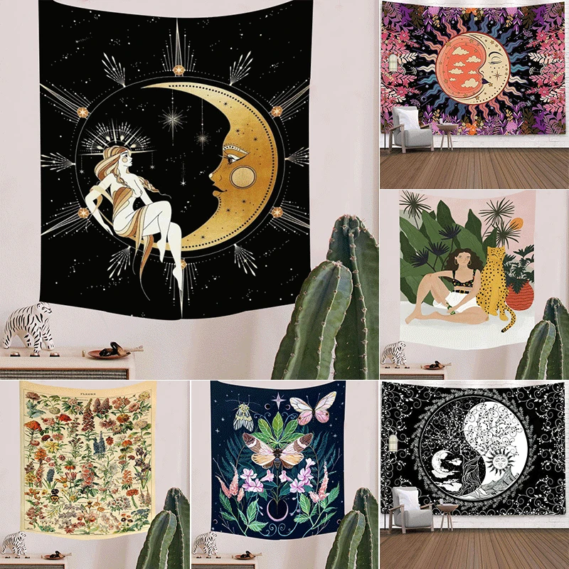 

Гобеленовое одеяло в богемном стиле из полиэстера, настенное покрытие, подвесной фон на стену, многофункциональный принт, аксессуары для до...