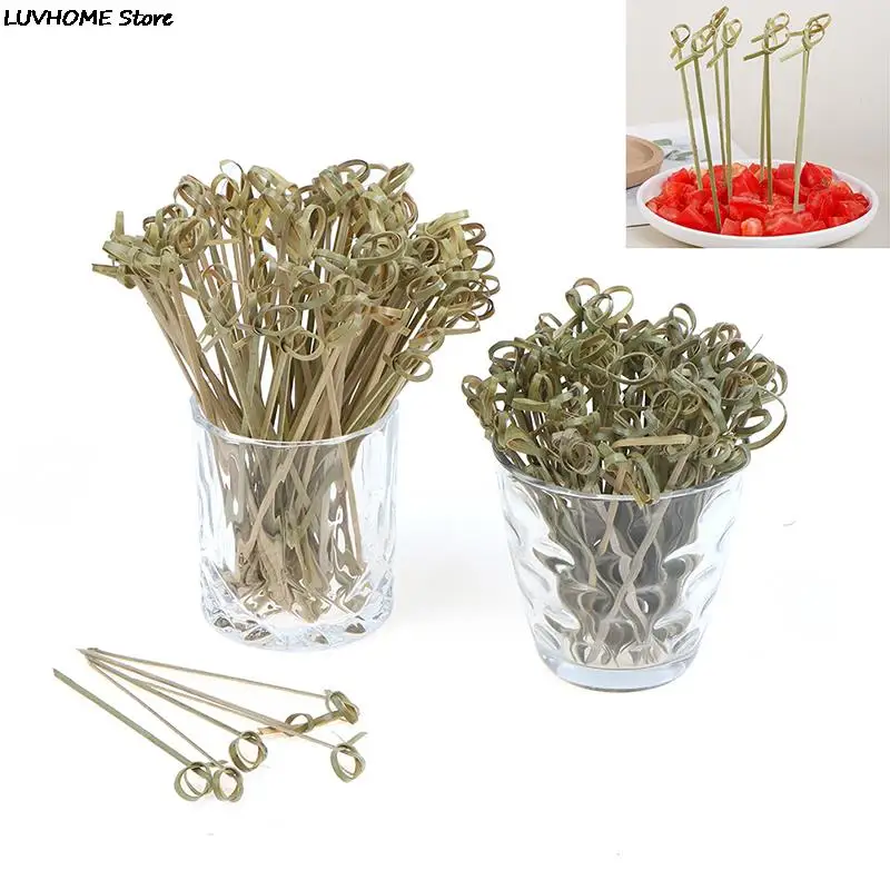 

100pcs Bamboo Knot Skewers Cocktail Picks for Cocktail Party Snacks Sandwiches
