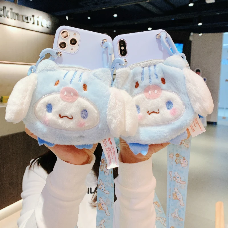 

Милый плюшевый мультяшный кошелек для мелочи Sanrio 1 шт., чехол для Iphone 12Promax 12Xr 7/8Plus, плюшевая игрушка, подарок для девочки на день рождения