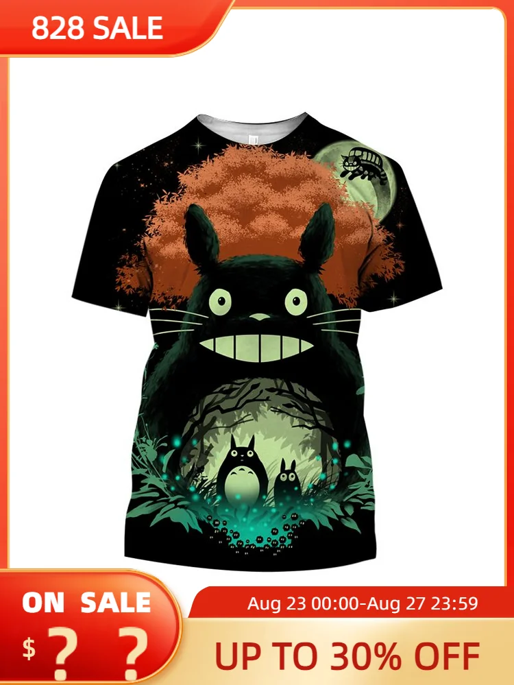 

Модные футболки с мультипликационным аниме 3D рисунком Тоторо мужские и женские футболки с коротким рукавом повседневные свободные детские топы с круглым вырезом