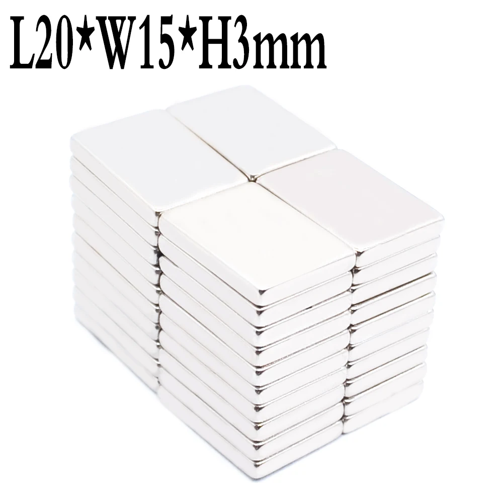 

100Pcs 20x15x3Neodymium Magnet 20mm x15mm x3mm N35 NdFeB Block Super Powerful Strong Permanent Magnetic Imanes 20*15*3mm