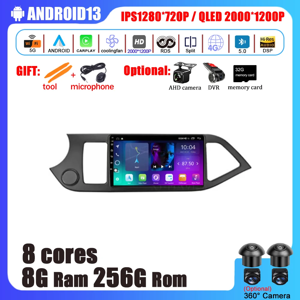 

For KIA PICANTO Morning 2011 - 2016 Android 13 Car Multimedia Player Radio Autoradio Audio Stereo Navigation GPS Auto Head Unit