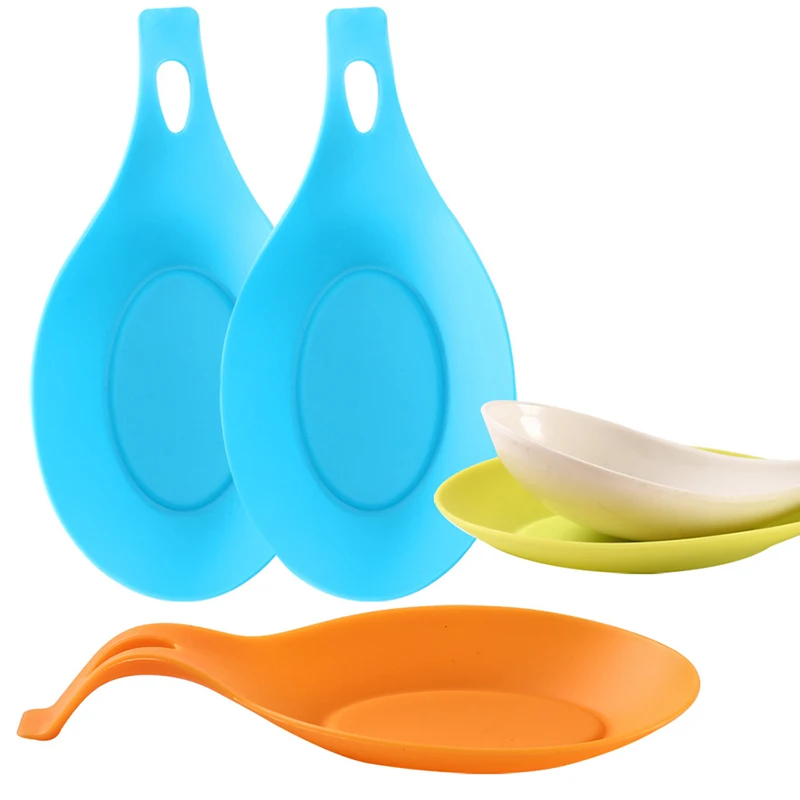

1Pc Silicone Spoon Mat Silicone Heat Resistant Placemat Tray Spoon Pads Drink Glass Insulation Coaster Kitchen Accessories