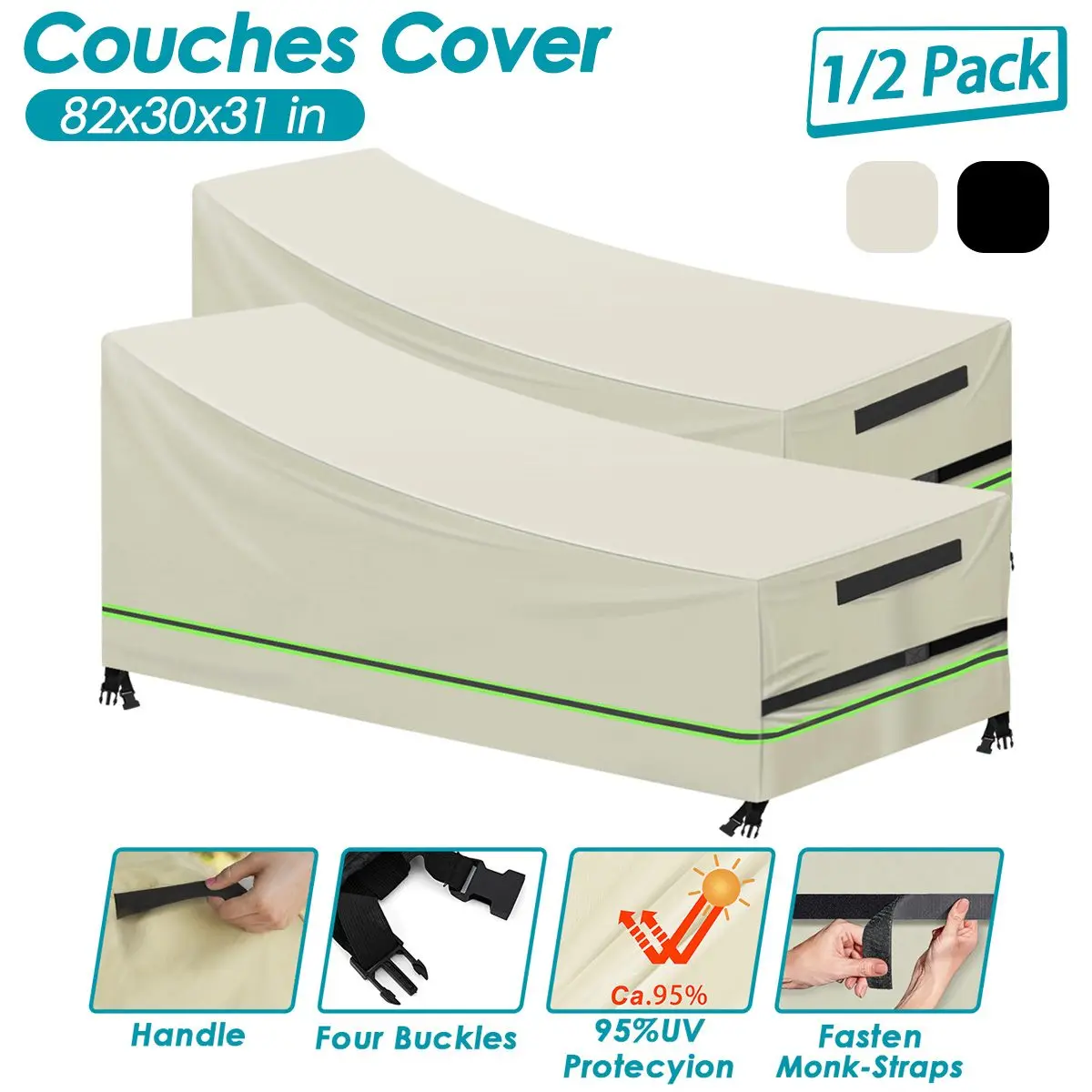 

Sun Lounger Cover Patio Outdoor Lounge Chair Recliner Protective Cover Furniture Waterproof Cover Chaise Lounge Chair Cover 420D