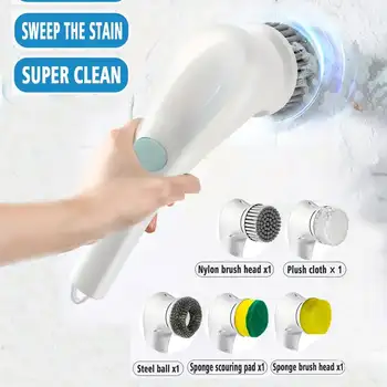 Kitchen Appliances Electric Scrubber Useful Things for Home Cleaning Products Rotary Brush Cleaning Supplies Bathroom Sink Spin