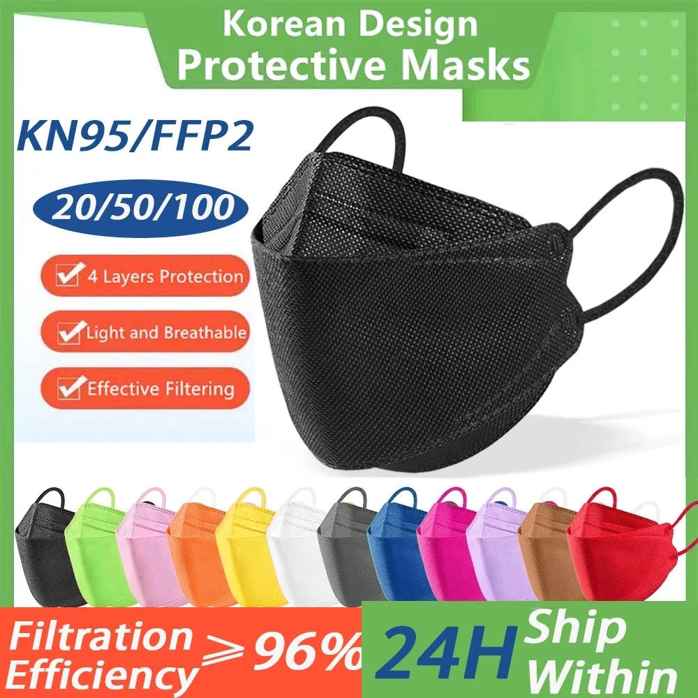 

10-50 Sheets Adult 4-Ply Non Woven Protective Fish Mouth Care Mask Solid Color Neutral Mask Anti-Smoke Droplet Mask Outdoor