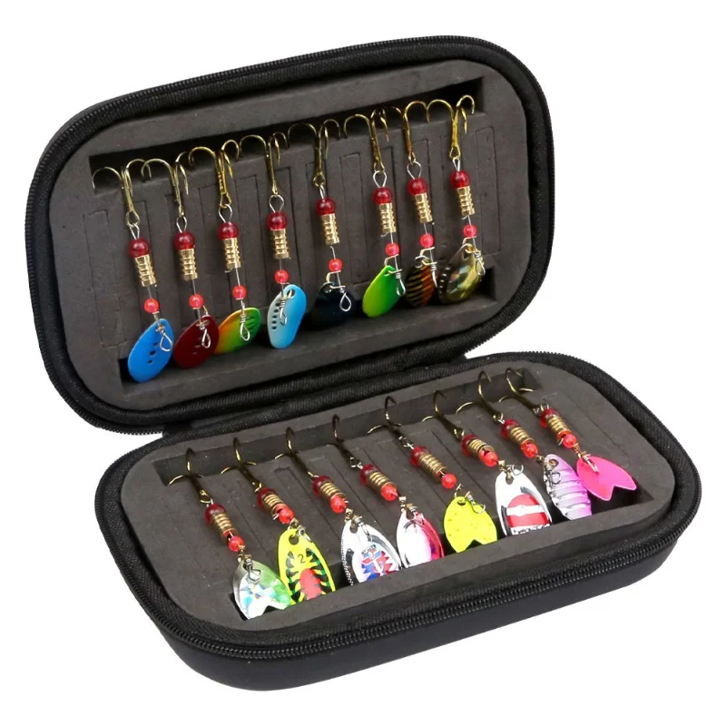 

16pcs with Box Rotating Composite Sequin Set Small Bag External Hanging Bag Lure Spoon Bait Set for Trout Fishing