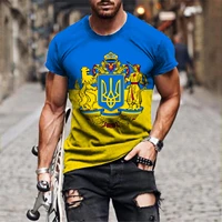 2022 fashion retro ukraine flag mens new 3d printing t shirt summer harajuku round neck casual personality tee