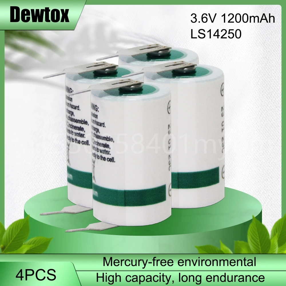 

4PCS LS14250 LS 14250 14250 1/2 AA 3.6V 1200mAh Lithium Battery With Pins For PLC CNC Machine Tools Touch Screen Gas Water Meter