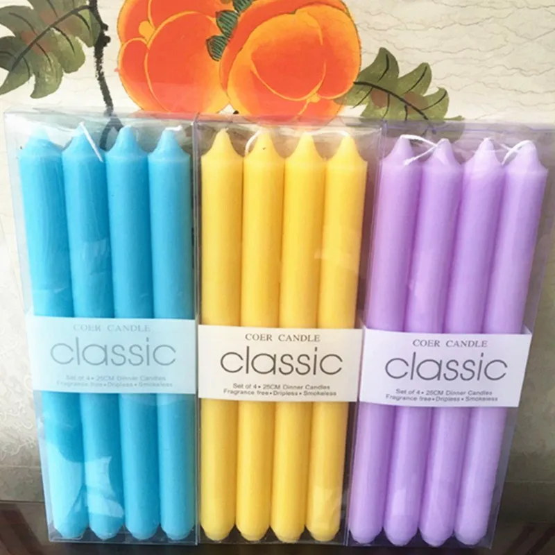 

European Style Candle Long Handmade Indoor Romantic Smokeless Wedding Candle Candle Decoration Party Bougies Home Decor 50