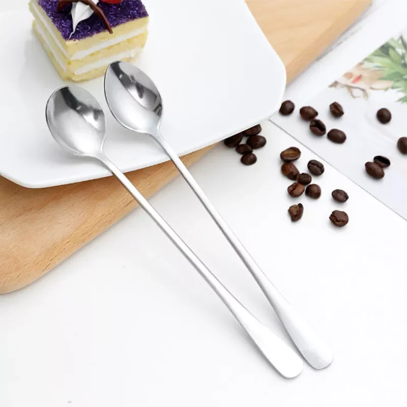 

2022New Tea Coffee Soup Spoons For Eating Mixing Stirring Cooking Stainless Steel Spoon Long Handle Dessert Drink Kitchen Tablew