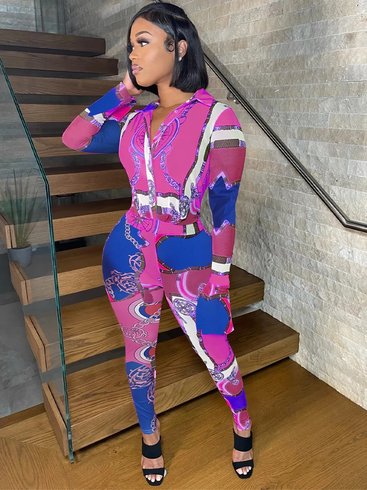 

Женский Облегающий комбинезон с отложным воротником и длинным рукавом