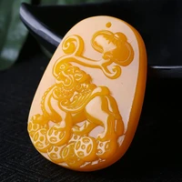 hot selling natural hand carve hetianhuanglongjade yellow pixiu pingan brand necklace pendant fashion jewelry men women luckgift